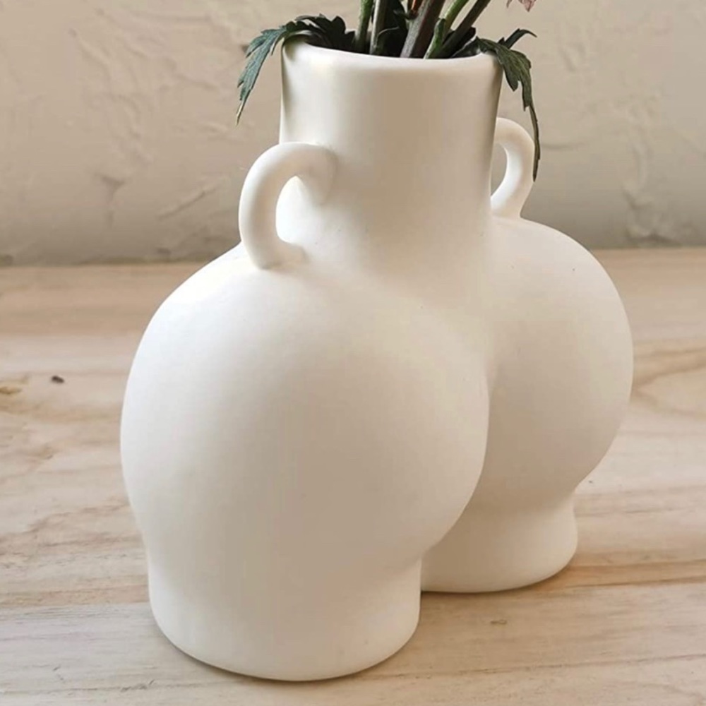 Body / butt ceramic vase in matte black or white - Picture 3 of 10